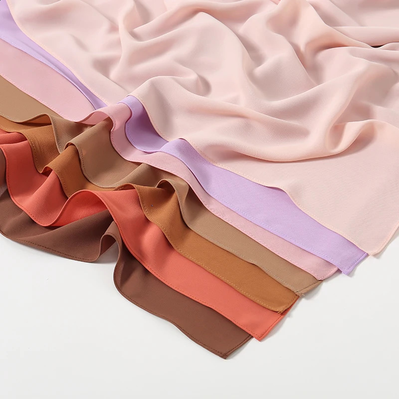 Plain Rhombs Chiffon Hijab Scarf Woman Muslim Hijab Shawls Fashion Tweezers Edge Long Wraps Lady Casual Bandana Islamic Turban 250424