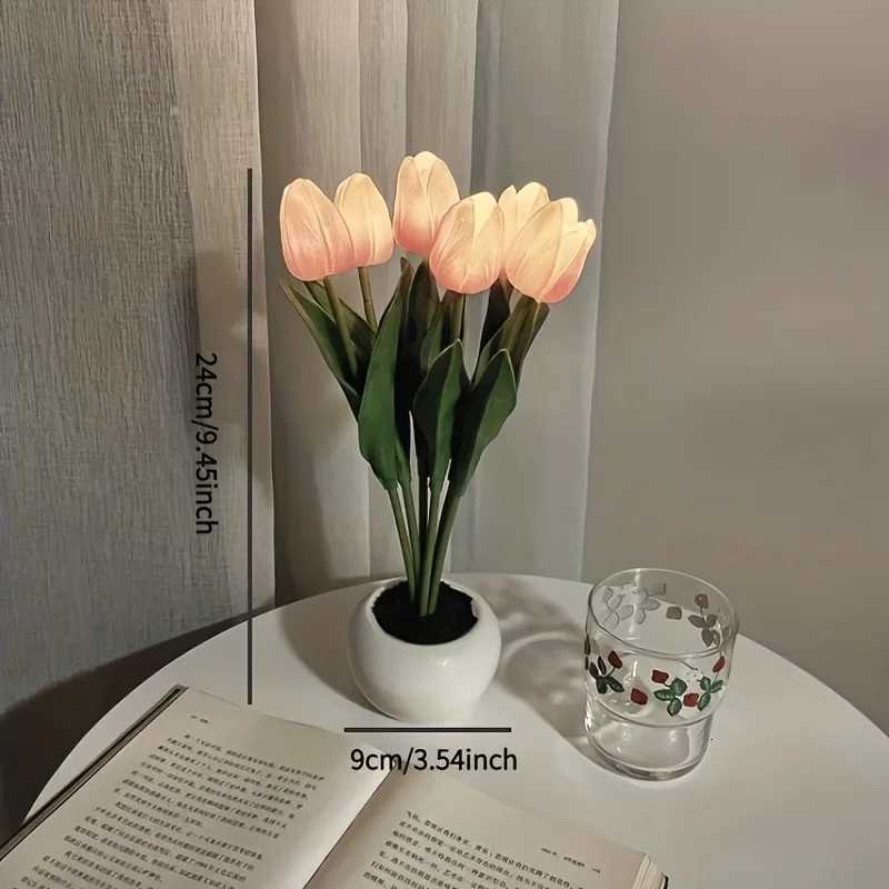 1 PC Tulip LED Night Light Bedside Bedroom Atmosphere Light Simulated Bouquet Light Best Mothers Day Gift Birthday GiftM251125