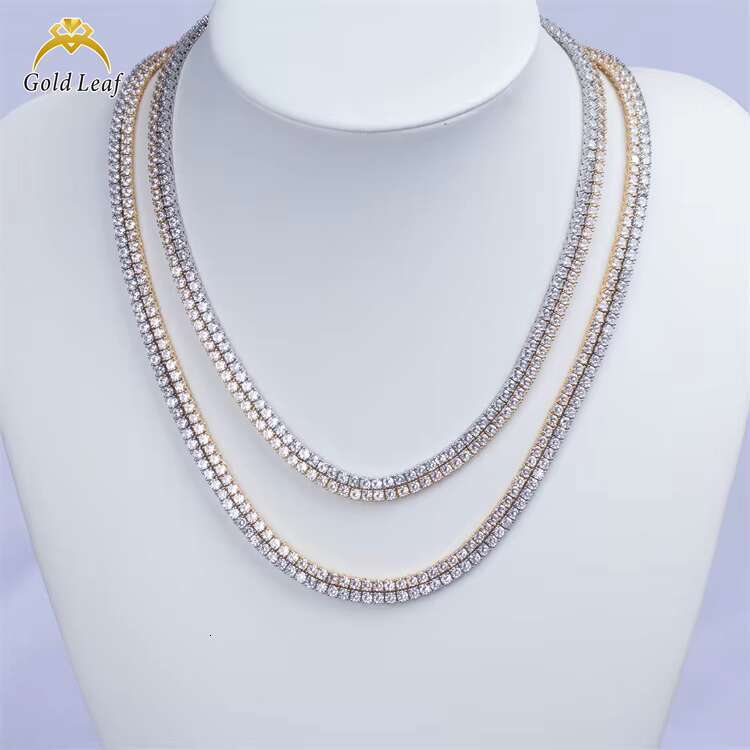 Trendy Hiphop Tennis Chain Bracelet 925 Silver Gold Plated 3/4/5mm 5A+ Moissanite Cubic Moissanite White Gold Tennis Link Diamond