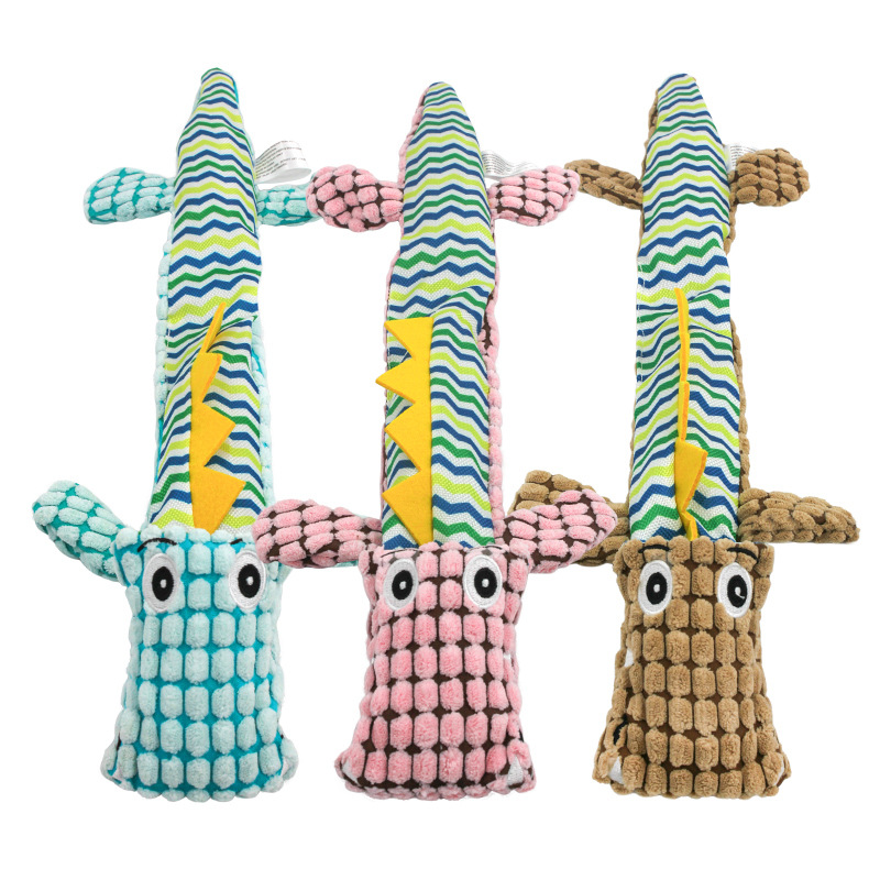 Dog Squeaky Toys, 3 PCS Corduroy Crinkle Plush Dog Toys, No Stuffing Dog Toys for Small Medium Large Dogs, Dog Teeth Grinding Chew Toy, Keep Them Busy