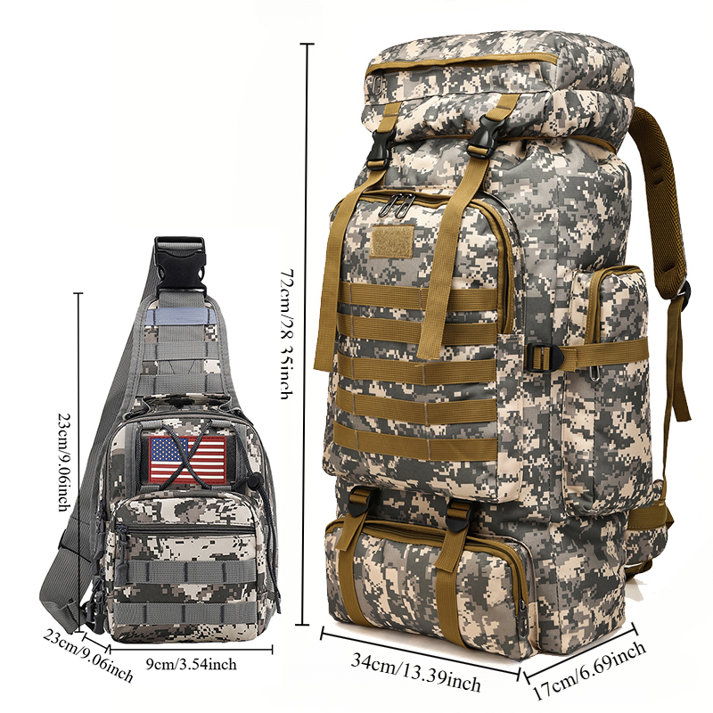 2pack 80l hiking backpack for men molle military tactical rucksack waterproof lightweight hiking backpack 3 day assault pack for travel climbing outdo