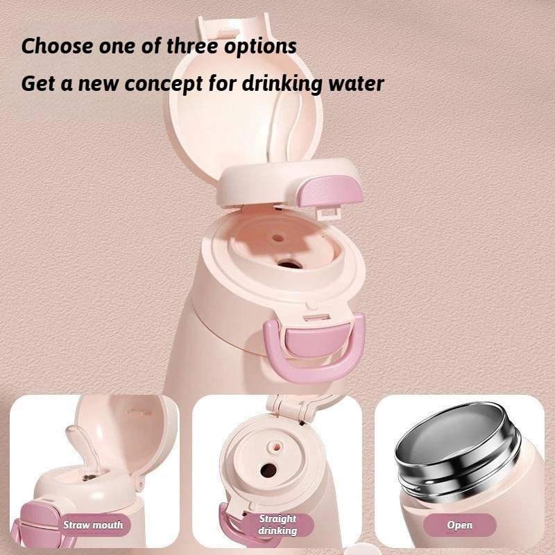 500ml Stainless Steel 316 Vacuum Flask Thermos Bottle with Straw Portable Water Bottles Keeps Cold and Heat Thermal Mug Gifts 251114 W260226