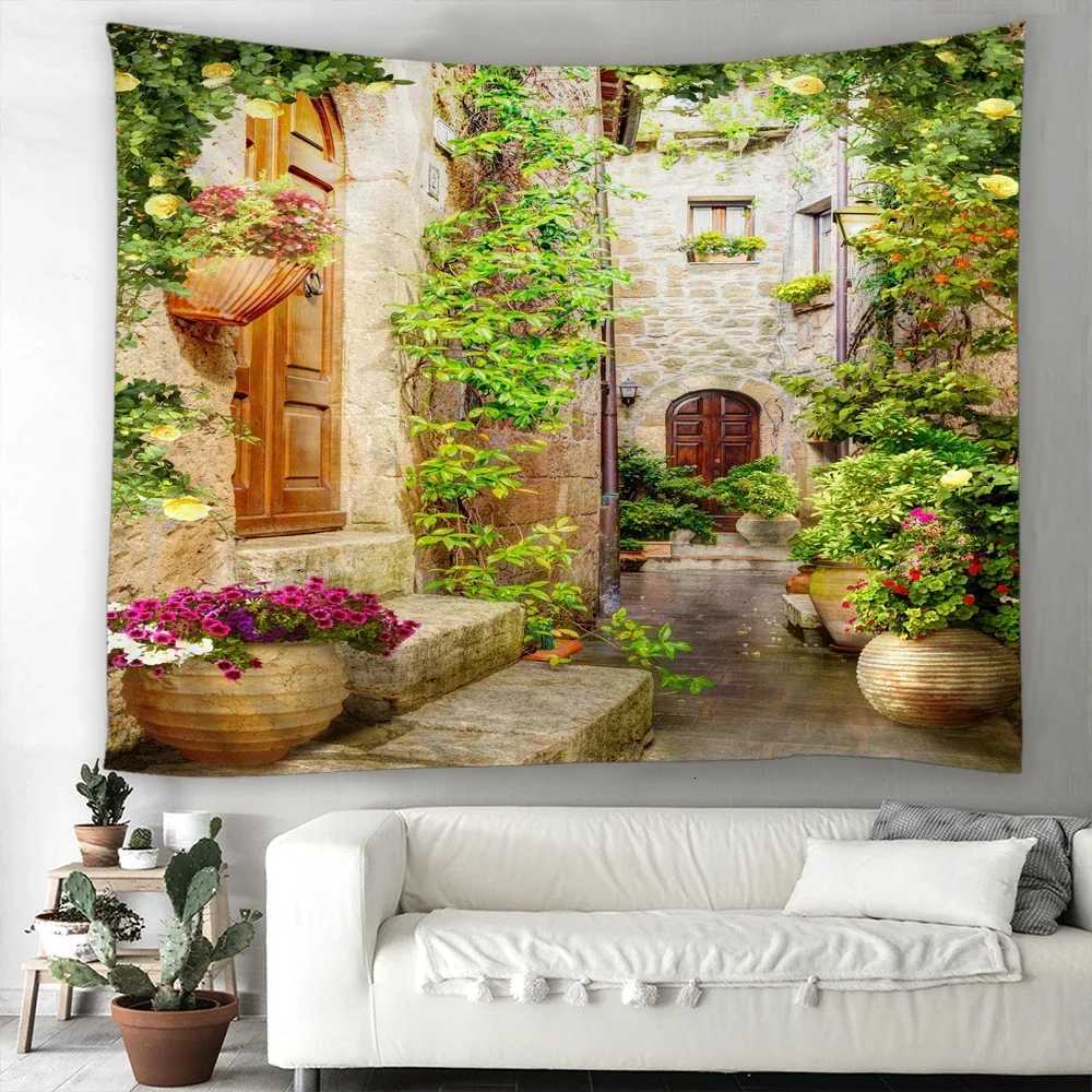 Rural landscape Arched Flower Printed Large Wall Tapestry Hippie Wall Hanging Bohemian Wall Tapestries Mandala Wall Art DecorM251125