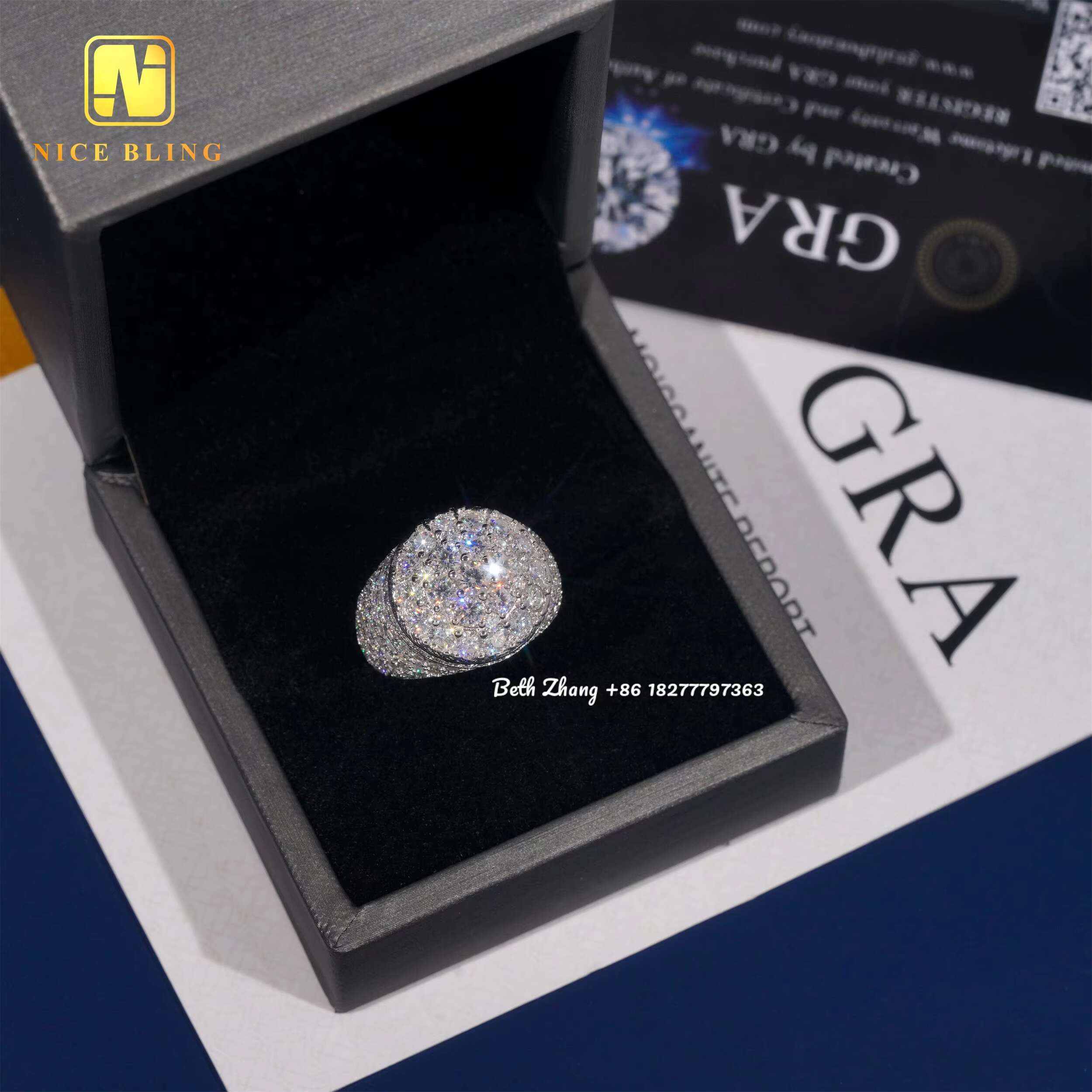 Hip Hop Fashion VVS Moissanite Engagement Sier Men Jewelry Iced Out Pinky Rings Pass Dia Tester