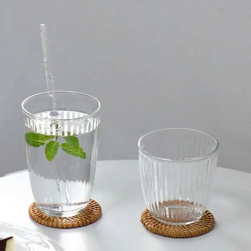 250ml/360ml Coffee Mugs Cafe Vintage Striped Cups Transparent Glass Latte Iced Coffee Cup Cold Extract Mocha ic Drinkware Y251125