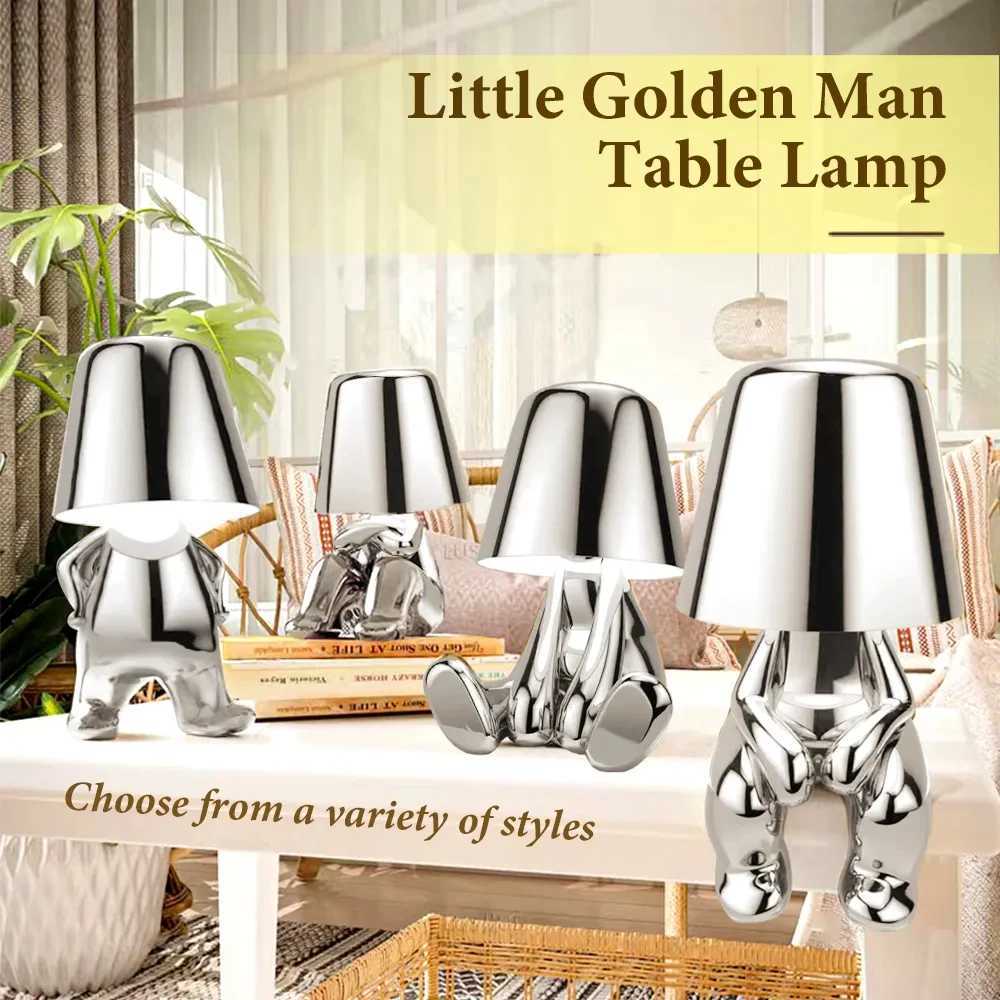 Little Golden Man Table Lamp Bedroom Touch Bedside Atmosphere Night lighting Decoration Desk Light Ornament Bar Home RestaurantM251125