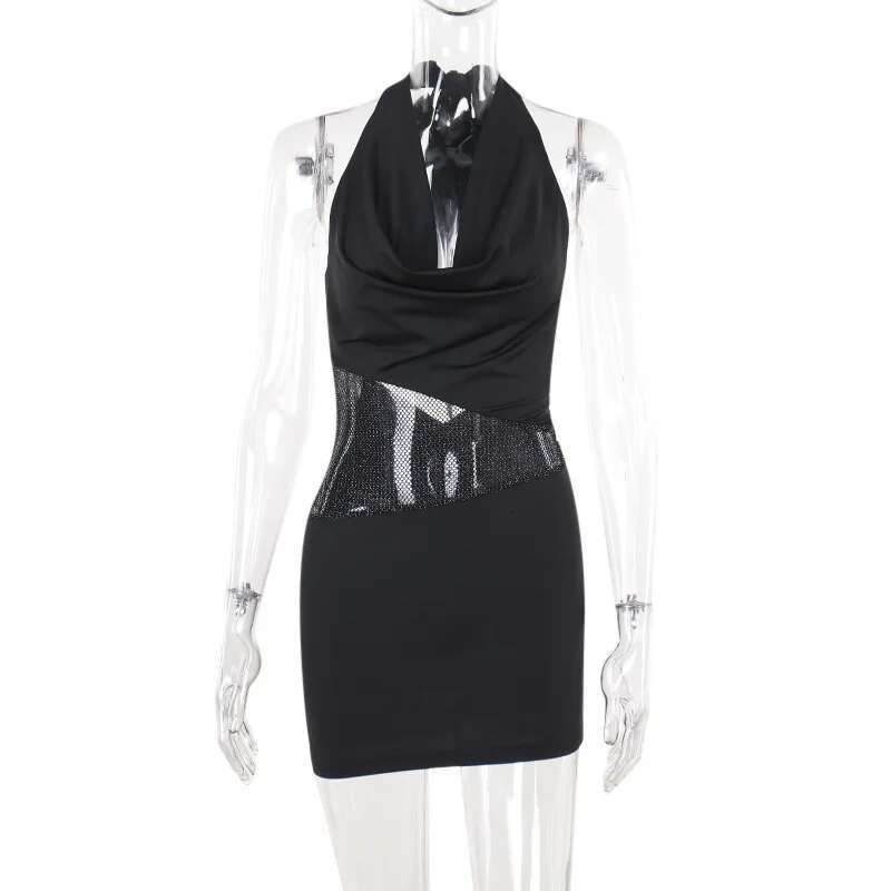 Dongdumaoyi Townlike Meh Patchwork Nightclub Sexy Party Dress Women Halter Mini Spring Summer Backless Slim Bodycon Dresses