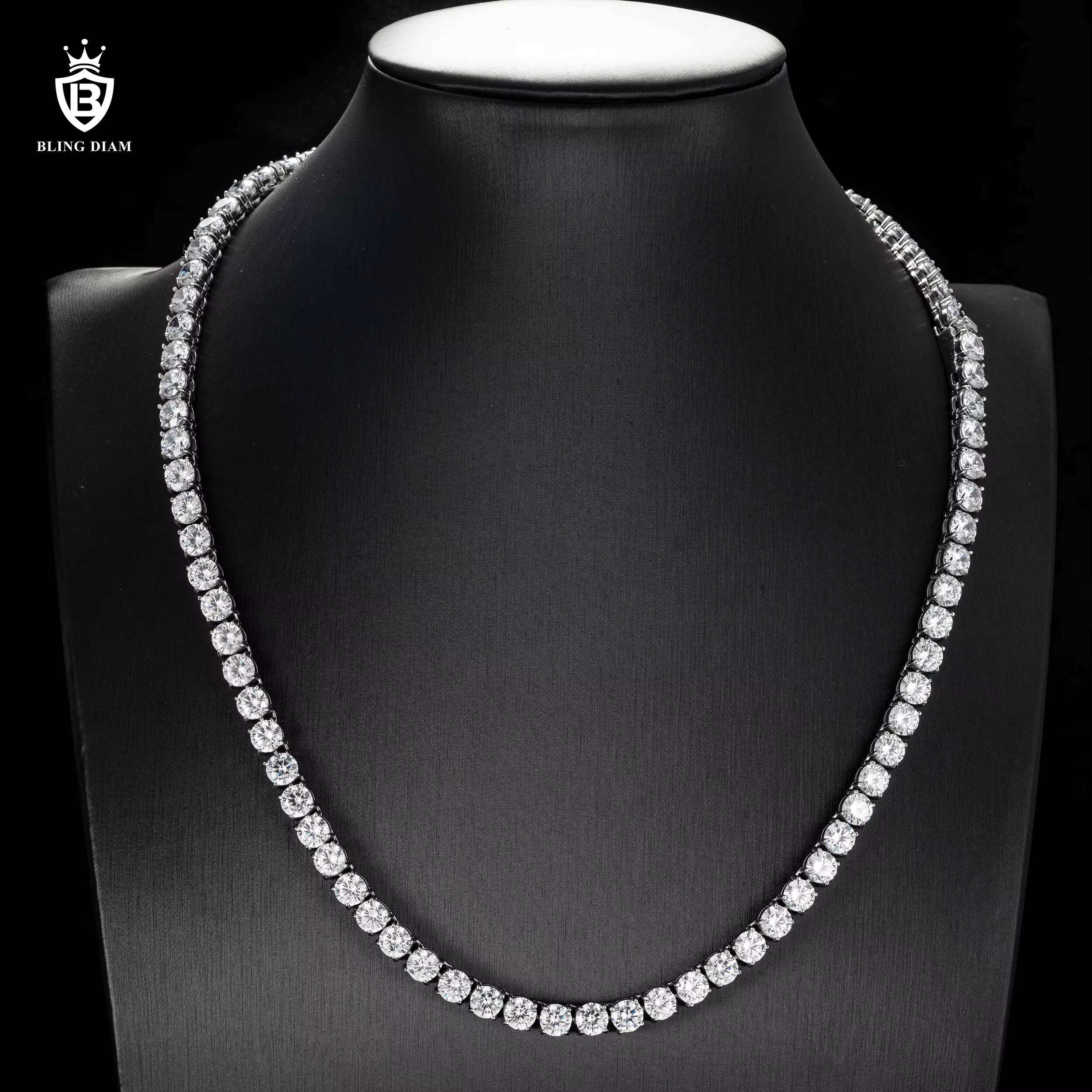 Wholesale Price Custom Hip Hop Jewelry 6mm Cubic Moissaniteia Tennis Bracelet Necklace 316 Stainless Steel Tennis Chain