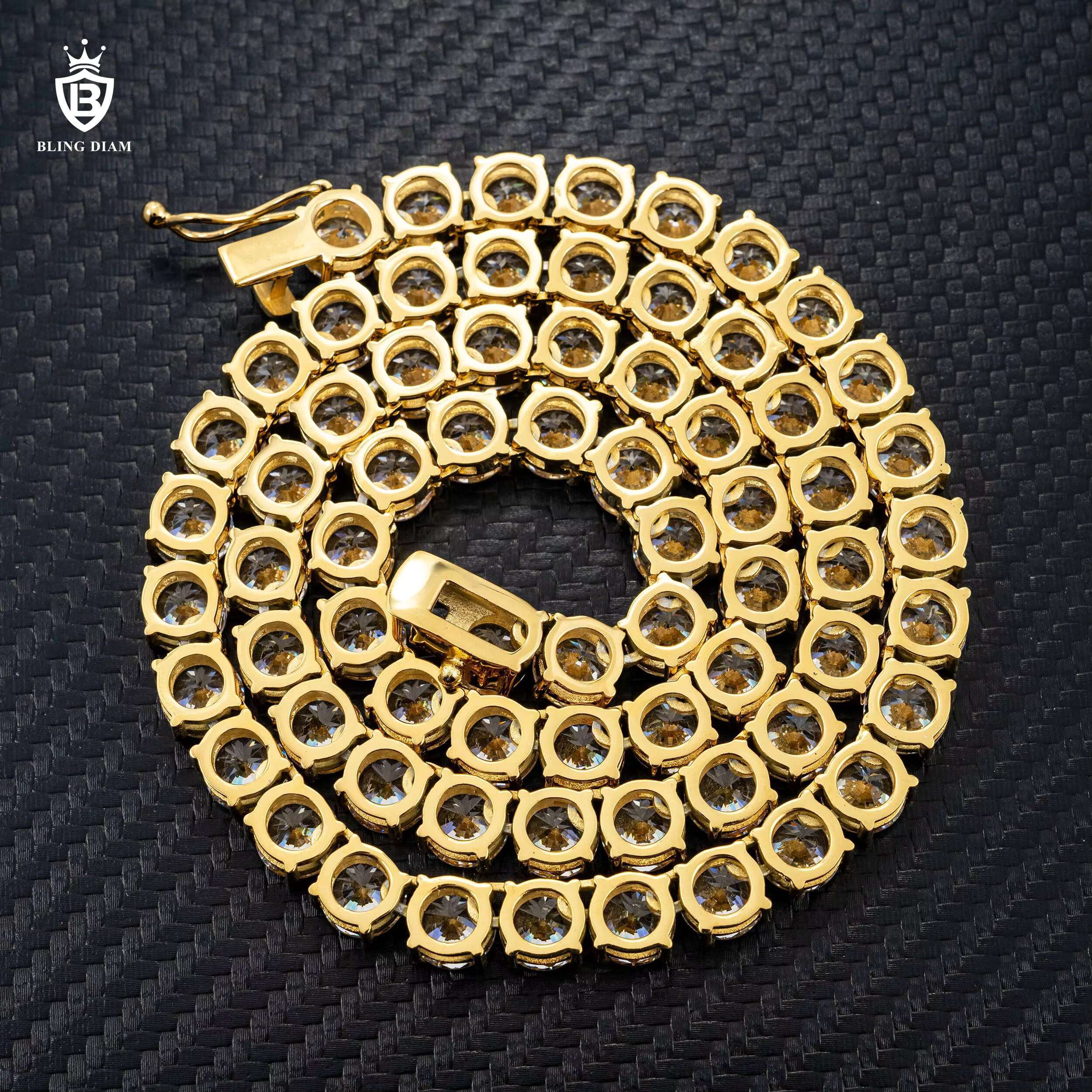 Wholesale Mens Jewelry Custom 8mm Hiphop Tennis Necklace Stainless Steel 5a Moissanite Tennis Chain