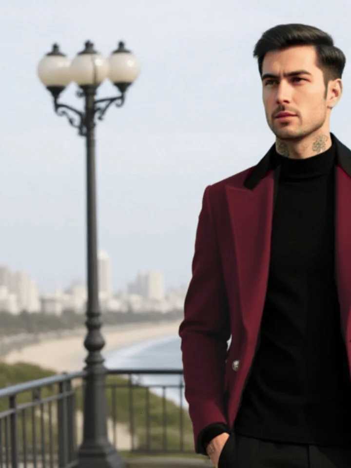 Mens Double-Breasted Wool Overcoat Thickened for Extreme Cold Patchwork Windbreaker Coat Windproof Street Style TailoringT251125