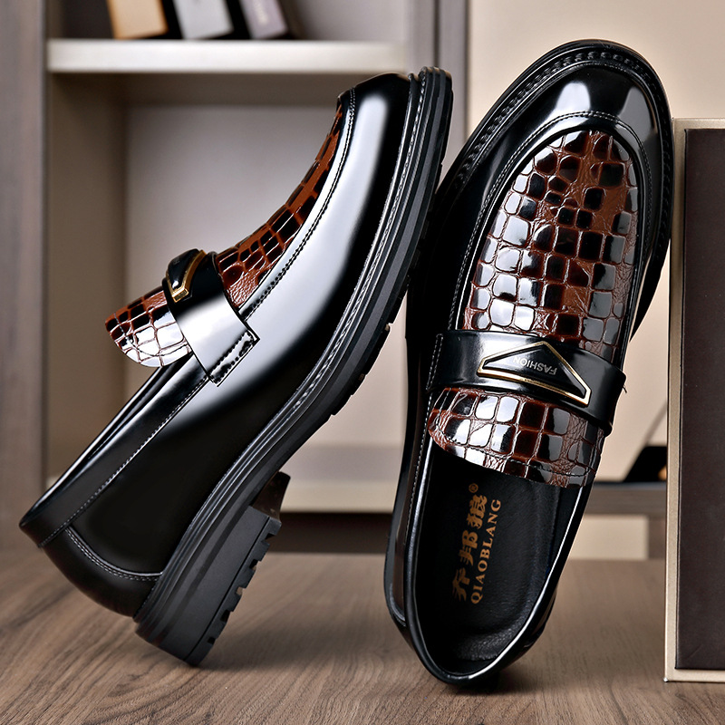 New Design Arrival Men's Business Dress Leather Shoes Outdoor Fashion Thick Bottom Versatile slip-on Size 38-44 Casual Shoes Free Shipping Black 