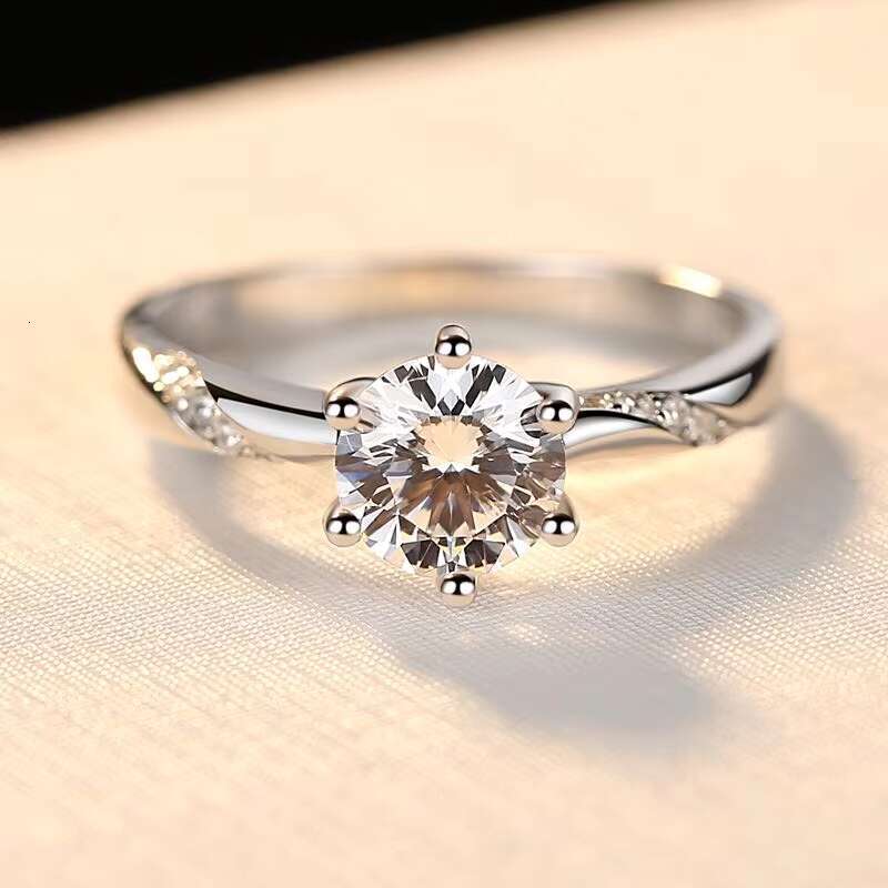 GR03 925 Italian Sterling Silver Classic Charming Moissanite Rings Jewelry for Lady