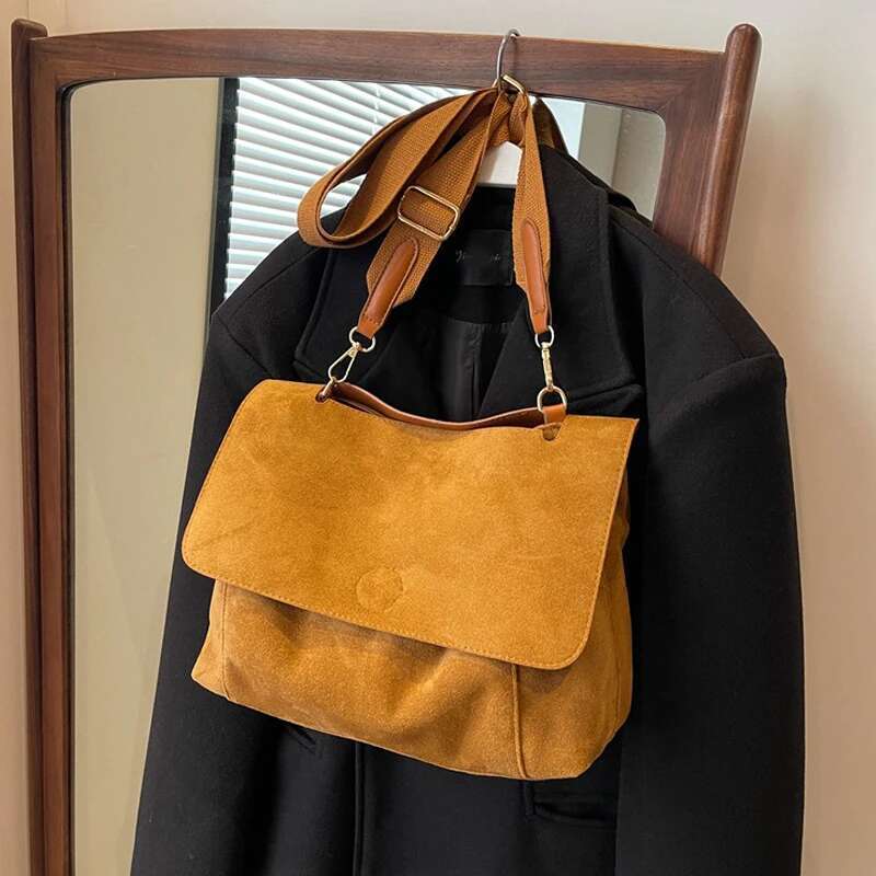 Luxury Designer PU Leather Flap Shoulder Bags For Vintage Wide Strap Crossbody Large Capacity Women Designer Handbags Tote Bag