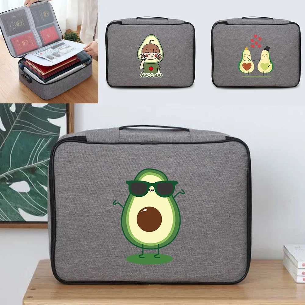 Men Briefcase Handbags Documents Organizer New Avocado Print Tote Travel Credentials Luggage Storage Safe File Lockbox Women BagT251125