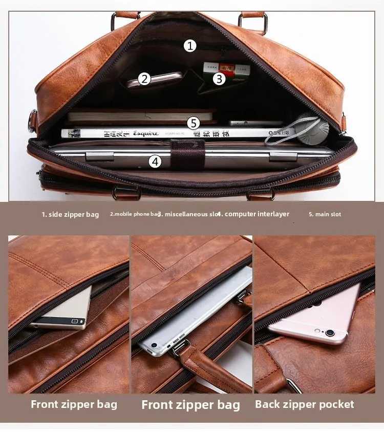 New Casual Mens Handbag Simple and Fashionable Business Briefcase Large-capacity Water-resistant Single-shouldercrossbody BagT251125