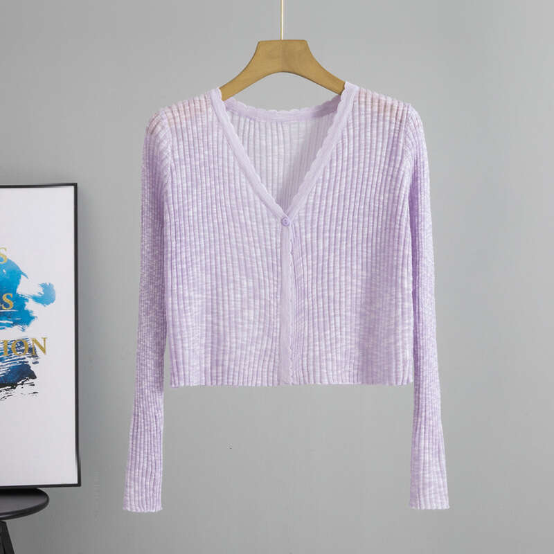Womens Designer Clothing Solid Color Slim Fit Cardigan Knitted Jacket for Womens Summer New Outfit Thin Style Sun Protection Shirt Versatile Short Top