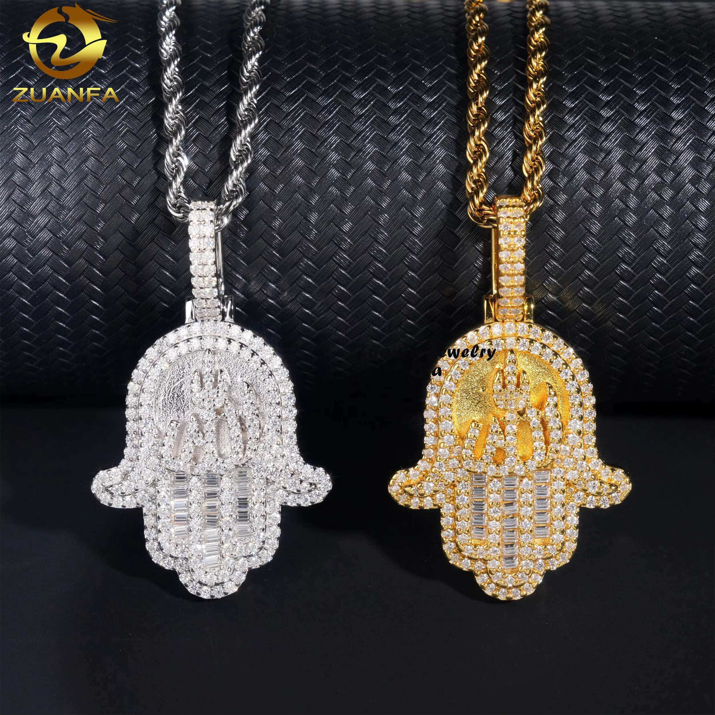 Fashion Jewelry Pass Diamond Tester Hip Hop 925 Sterling Silver Moissanite Hamsa Pendant