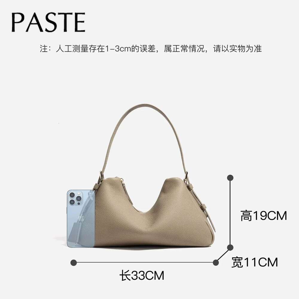 New Natural First Layer Cow Leather Women Hobo Tote 2025 Simple Ladies Hand Bags Cowhide Female Shoulder Bag Beige