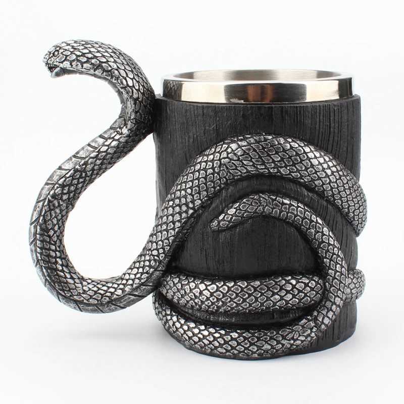 304 Stainless Steel Liner Resin Cobra Mug 3D Snake Beer Coffee Milk Drink Water Tea Mugs Cool Animal Geeks Boyfriend Gothic Gift Y251125