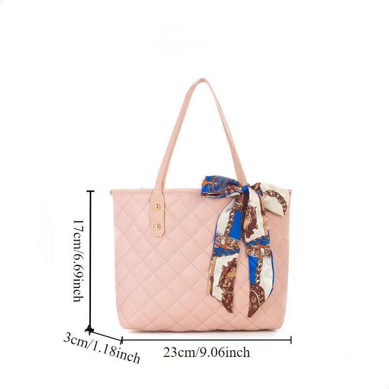 Large Capacity Lingge Embroidery New Trendy Simple Scarf Tote One Shoulder Bucket Bag Bags For Women
