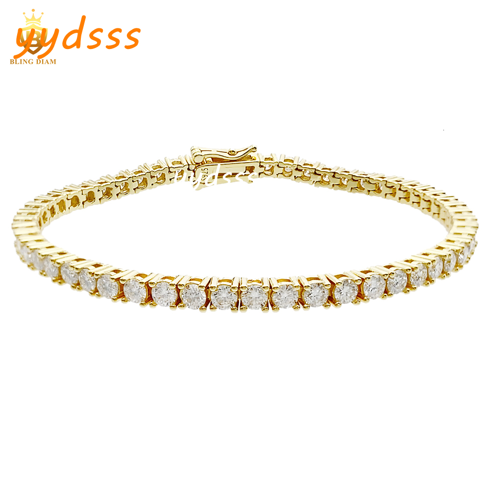 Factory Low Price Hip Hop Jewelry 925 Sterling Silver VVS Moissanite Diamond Tennis Chain 3mm Bracelet Necklace