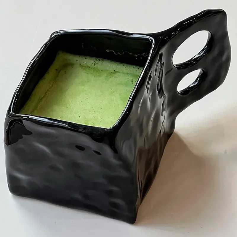Irregular Creative Mug Handhold Ceramic Square Lovers Water Cup Coffee Cup Small Crowd Nordic Ins Style Y251125