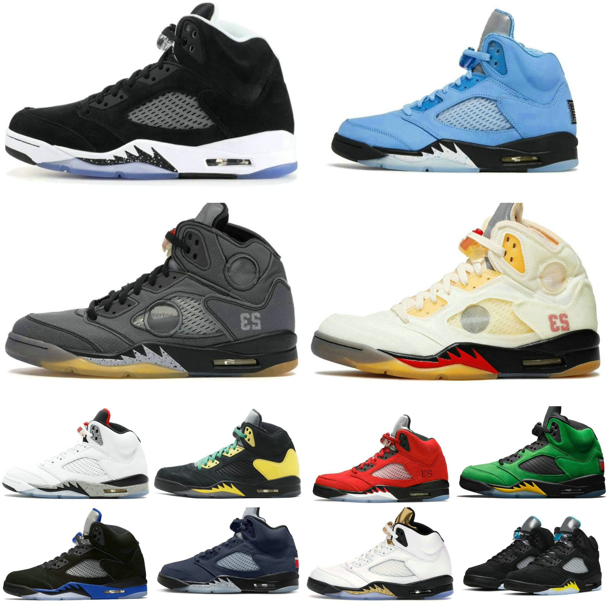 Jump Mans 5 J5 Basketball Sports Shoes Trainers Retroes Medium Soft Pink 5S Fire Red Grape UNC Sail Muslin Oreo White Cement Silver Black Metallic Reimagined Sneakers