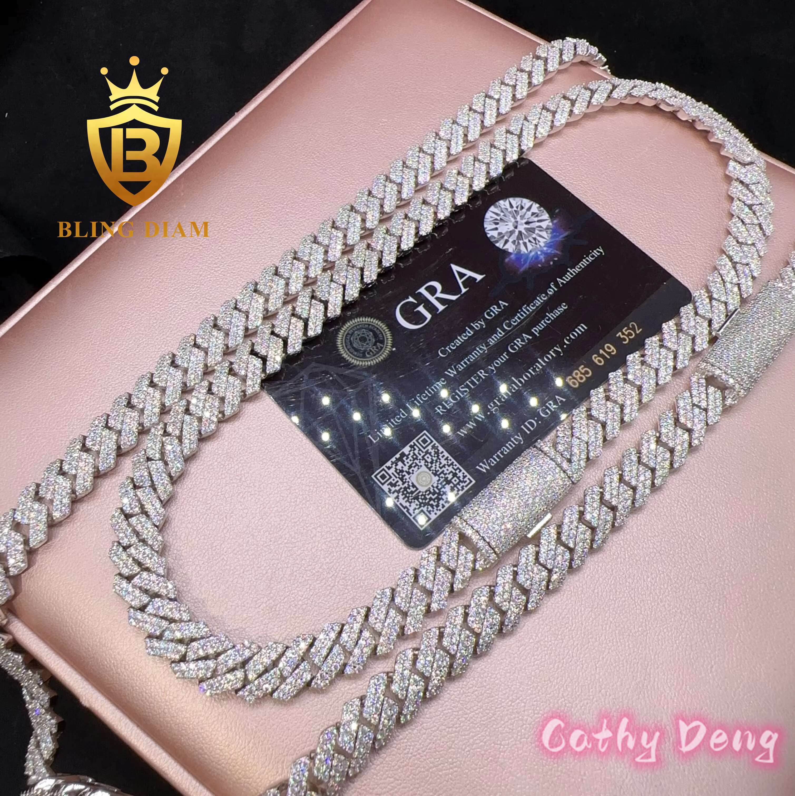 Ready to Ship 10mm Moissanite Cuban Llink Bracelet 925 Silver Classic Moissanite Diamond Cuban Chain Necklace Pass Diamond test