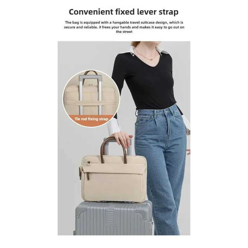 2025 New 156/16 Inch Laptop Handbag - Solid Color Stylish Commuter Business Work Bag Waterproof Briefcase T251125