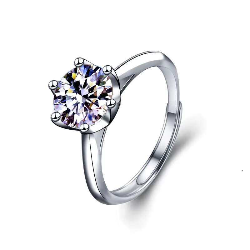 Engagement Statement Diamond Rings for Women Moissanite Ring S925 Sterling Silver 1/2ct Moissanite Ring for Wedding
