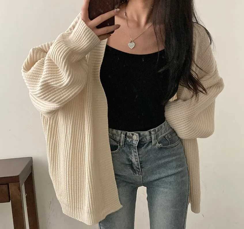 Slouchy Cardigan Knitted Drop Shoulder Long Sleeve Ribbed Open Front Sweater Jacket Women Teen-girl Fall Winter Basic OutfitT251125