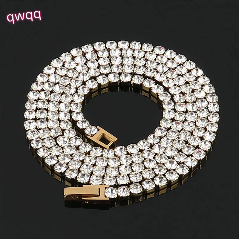 316L 4mm Stainless Steel Tennis Chain Necklace For Women Hip Hop Crystal Zircon Choker Necklaces Men Jewelry