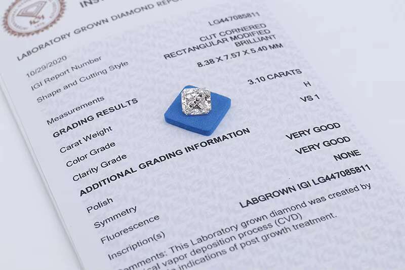 High Quality IGI Certificate VVS1 VVS2 HPHT CVD Lab Grown Diamond Fancy Shape Real Diamond Pass Diamond Tester