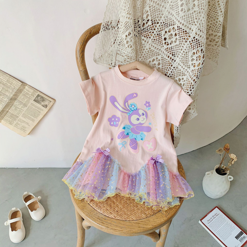 DISNEY Kids designer clothes Star Darla princess dress Kids clothes Summer cartoon dress Girls' mesh dress Baby dress.