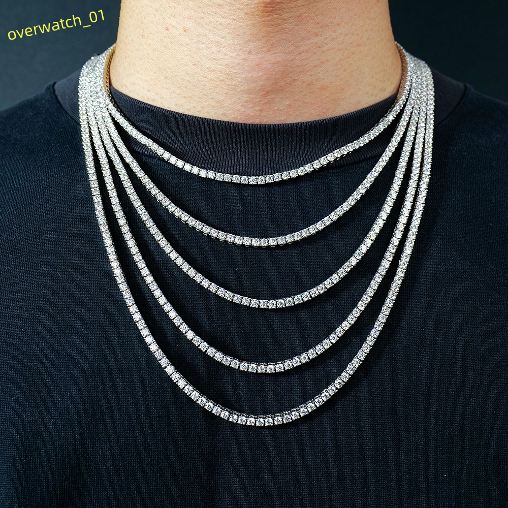 Xingyue Custom High Quality Mens Hip Hop Jewelry 3mm 16-24inch S925 Silver Iced Out Tennis Chain Mossanite Moissanite Necklace