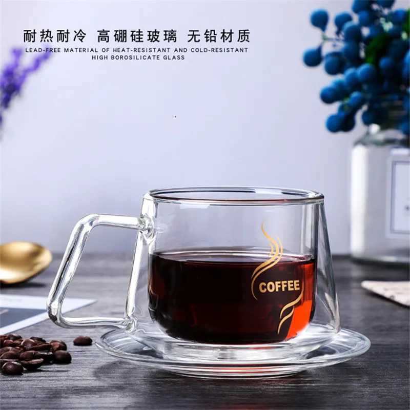 FATUBE High temperature resistant and easy to clean amber coffee cup Mugs with handle TRAY Drinkware 300ml single/double layer Y251125
