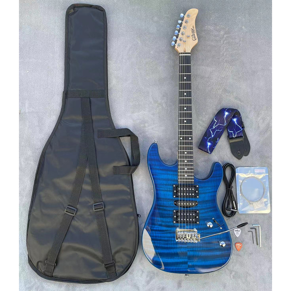 OEM 6 Strings Electric Guitar Set of Strings Guitarra Tremolo Beautiful Design & Top Glossy Finished with Soft Bag Belt