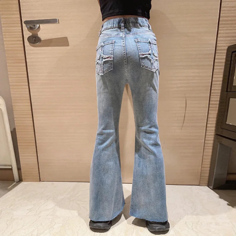 Girls jeans spring and summer styles big girls fashionable slim pants high waisted childrens trousers 250422