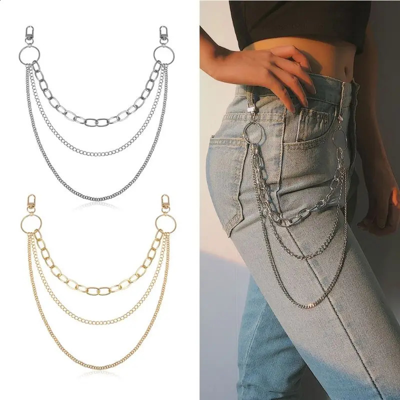 Punk Spike Jeans Decor Pants Chain Secure Travel Wallet Chain Heavy Duty Jeans Link Coil Leash Jewelry 250424
