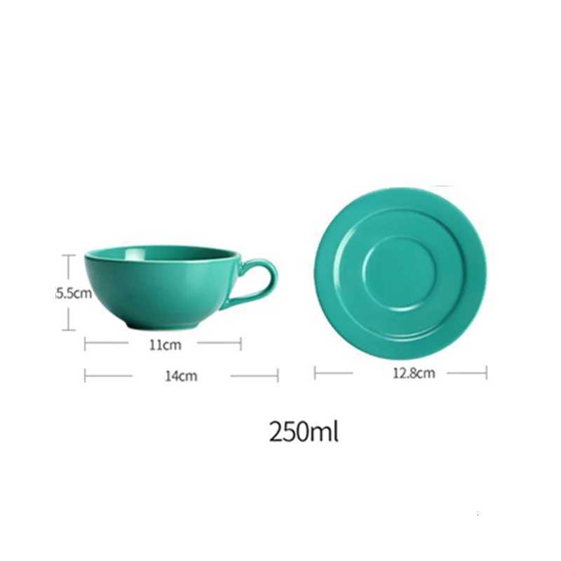 New Design Colourful Coffee Set Coffee Cup and Saucer Underglazed Low Procelain Cappuccino Latte Cup 250ml Y251125