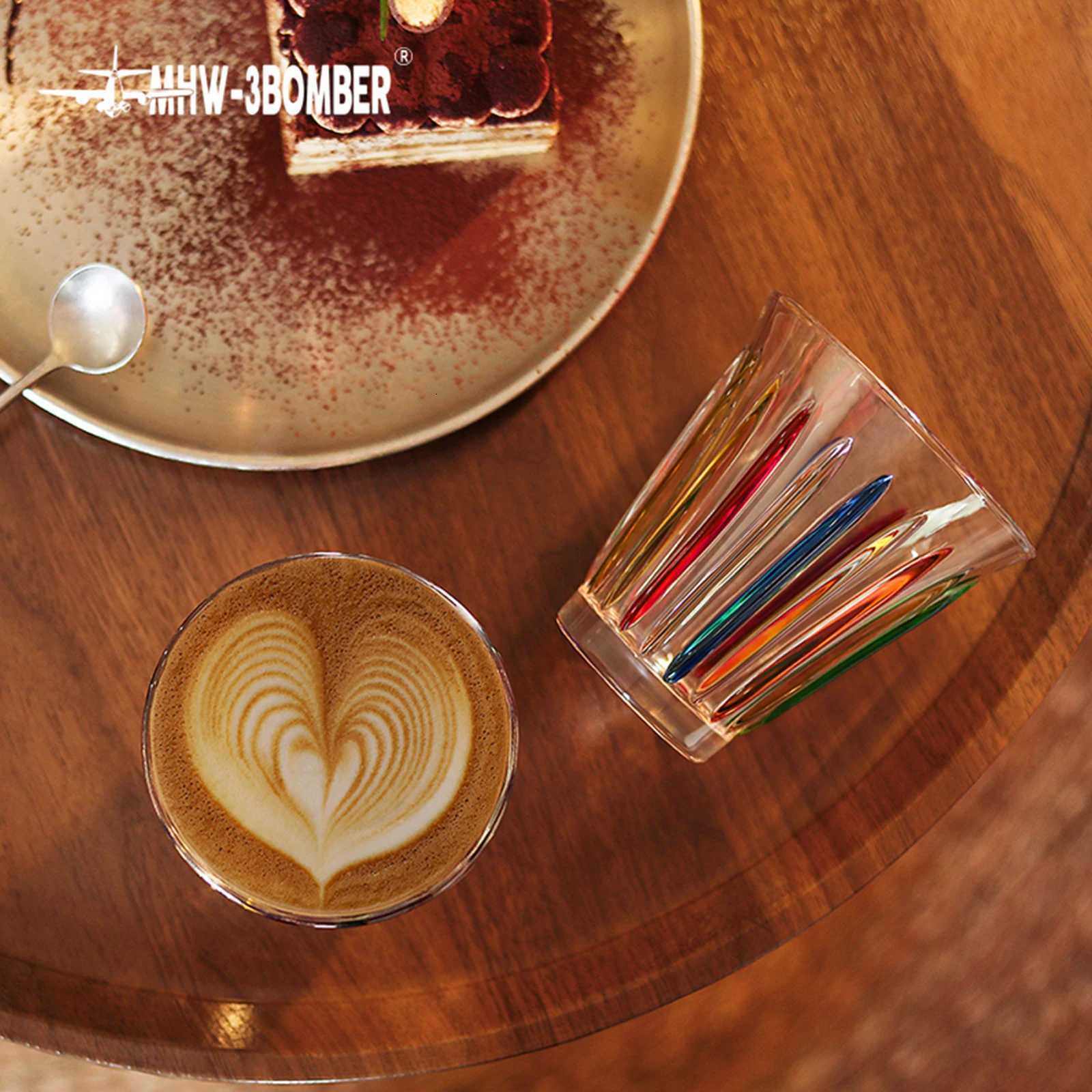 MHW-3BOMBER 200/320/480ML Glass Coffee Cups Art Hand-Painted Espresso Mug Set Anti-slip Drinking Glasses Chic Christmas Gifts Y251125