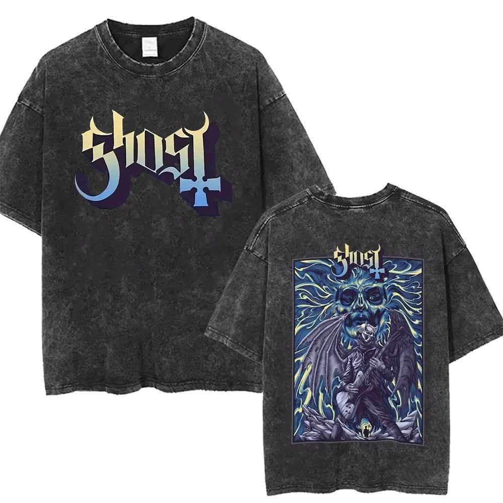 Washed Vintage Rat Parent Funny Meme Artwork Band Ghost T-shirt Mens Classic Metal Rock T-shirt Mens Fashion Oversized T-shirt W250425