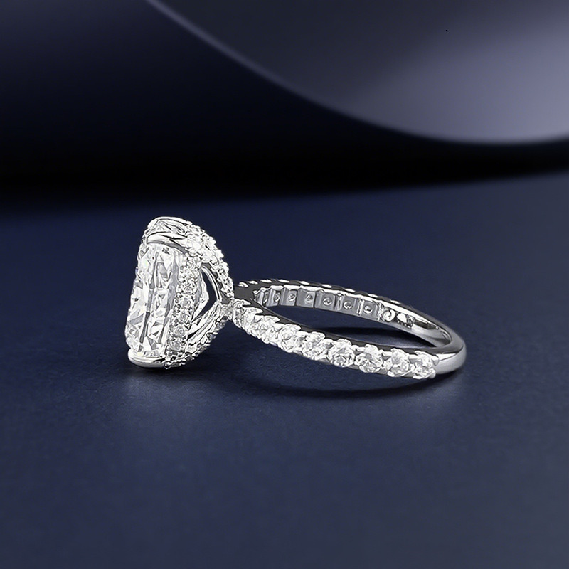 European and American new 925 silver fat square ice flower high carbon diamond ring, fashionable and simple ring ring ddmythur