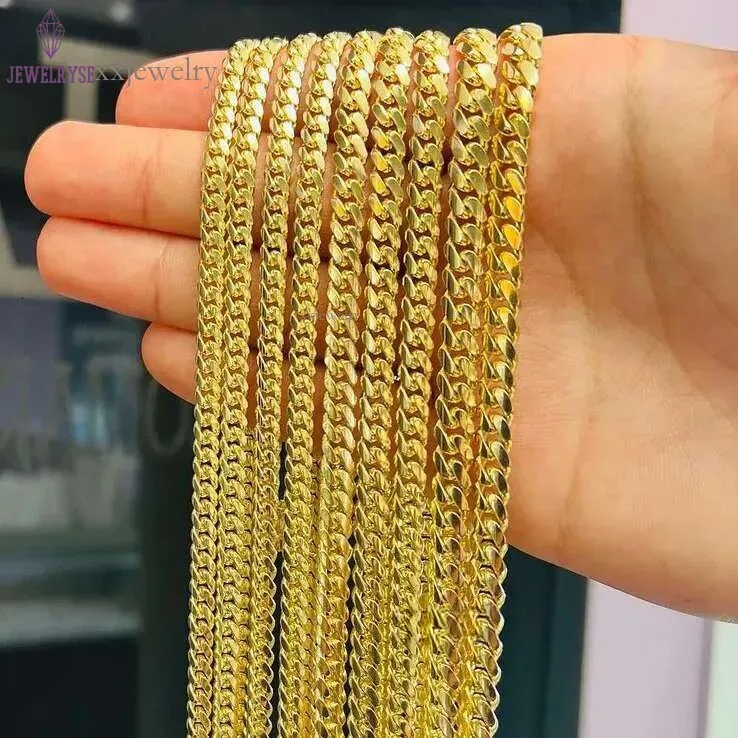 Wholesale 10K 14K Solid Real Gold 8MM Cuban k Chain Bracelet Iced Out Hip Hop Moissanite Necklace Fine Jewelry Men Women