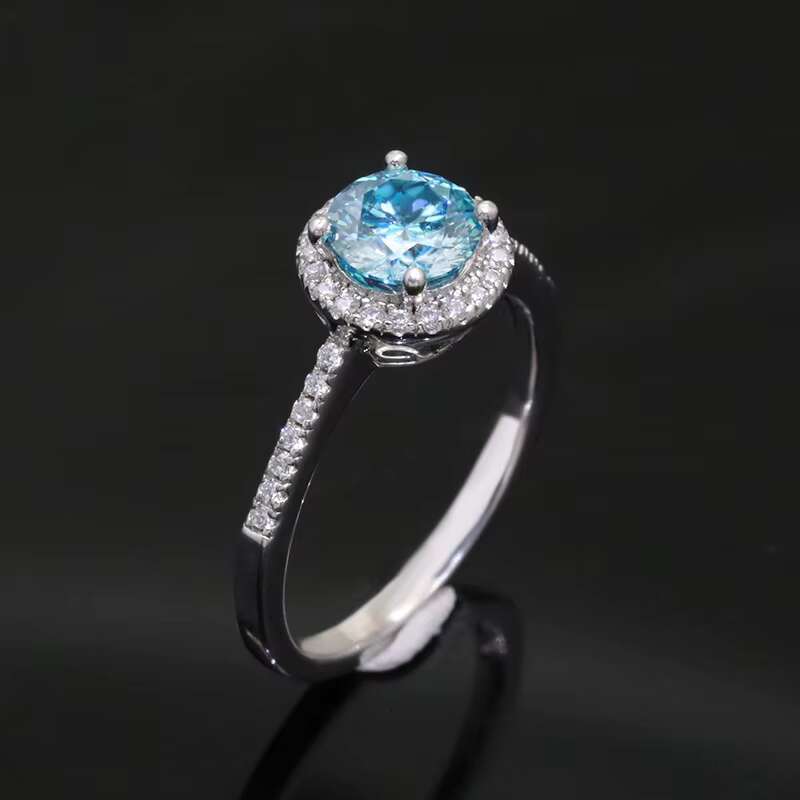 Fine Engagement Wedding Colored Diamond Jewelry Silver 925 Green Moissanite Ring for Women