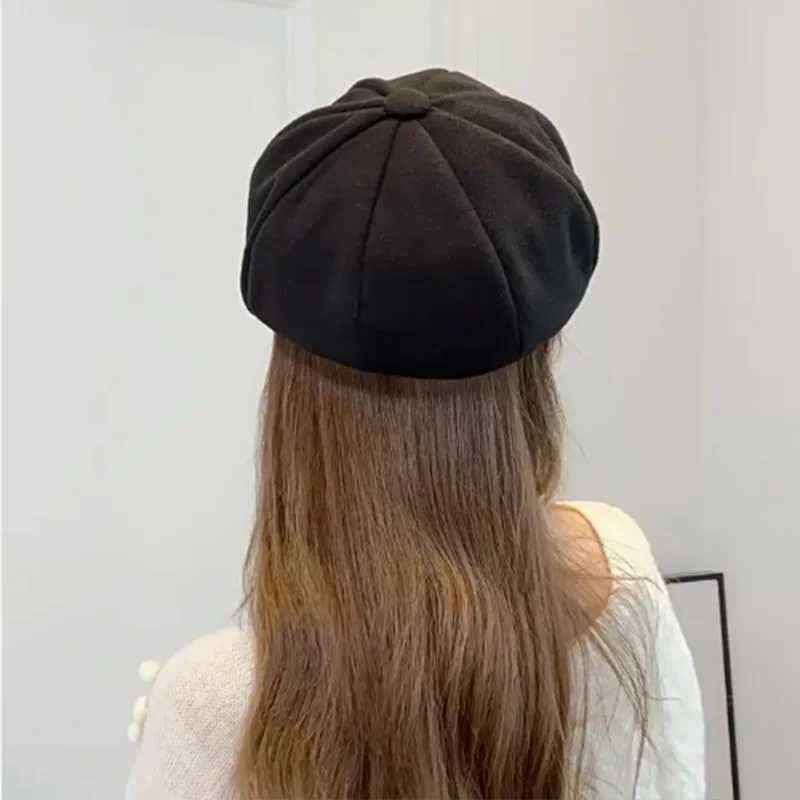 Woolen Solid Color Beret Autumn and Winter Windproof Hats Fashion Outdoor Cotton Hat Mens and Womens Universal Caps MZr09 J251125