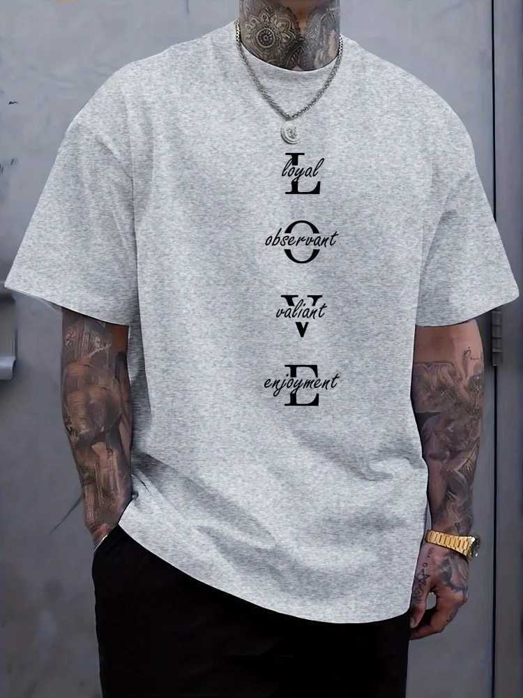 New Summer Daily Casual Mens T-shirt City Street Mens Fashion Short Sleeve Top 3D Love Letter Printing Mens T-shirt W250425