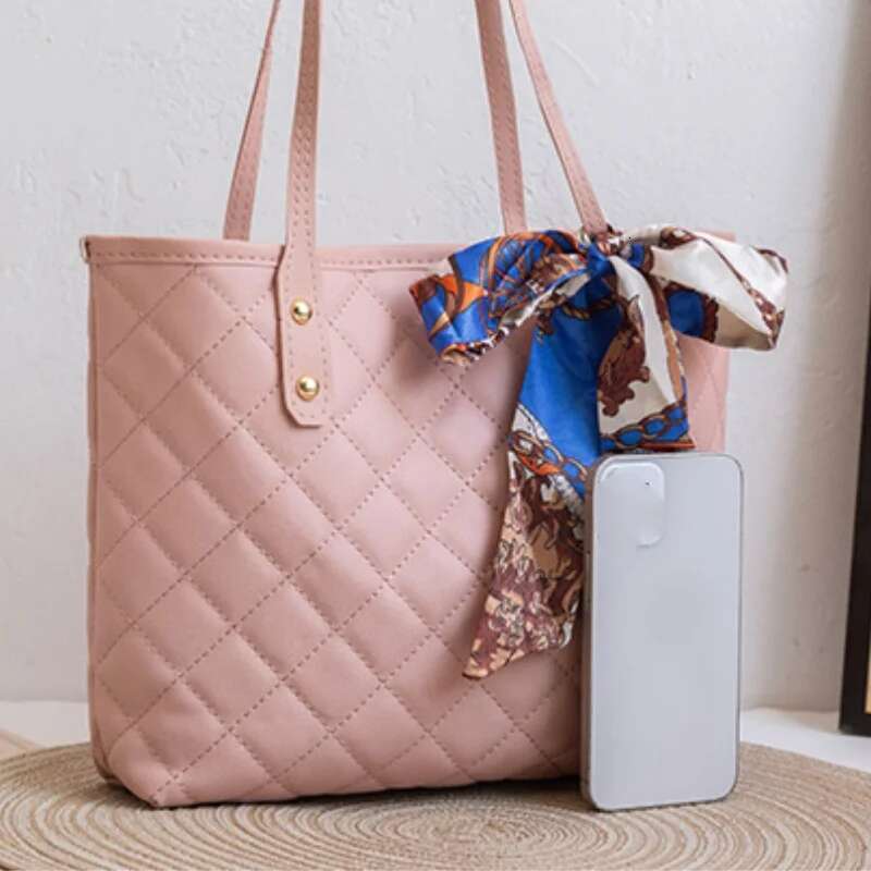 Large Capacity Lingge Embroidery New Trendy Simple Scarf Tote One Shoulder Bucket Bag Bags For Women