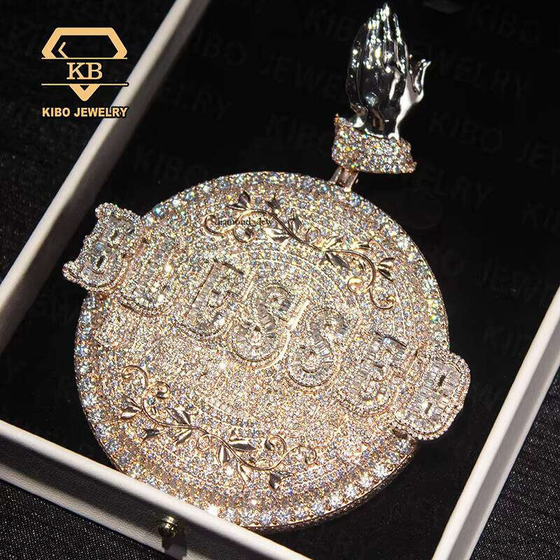 Hip-Hop Men's Medal Pure Sier VVS High-Quality Ice-Type Silicon Stone Necklace Pendant