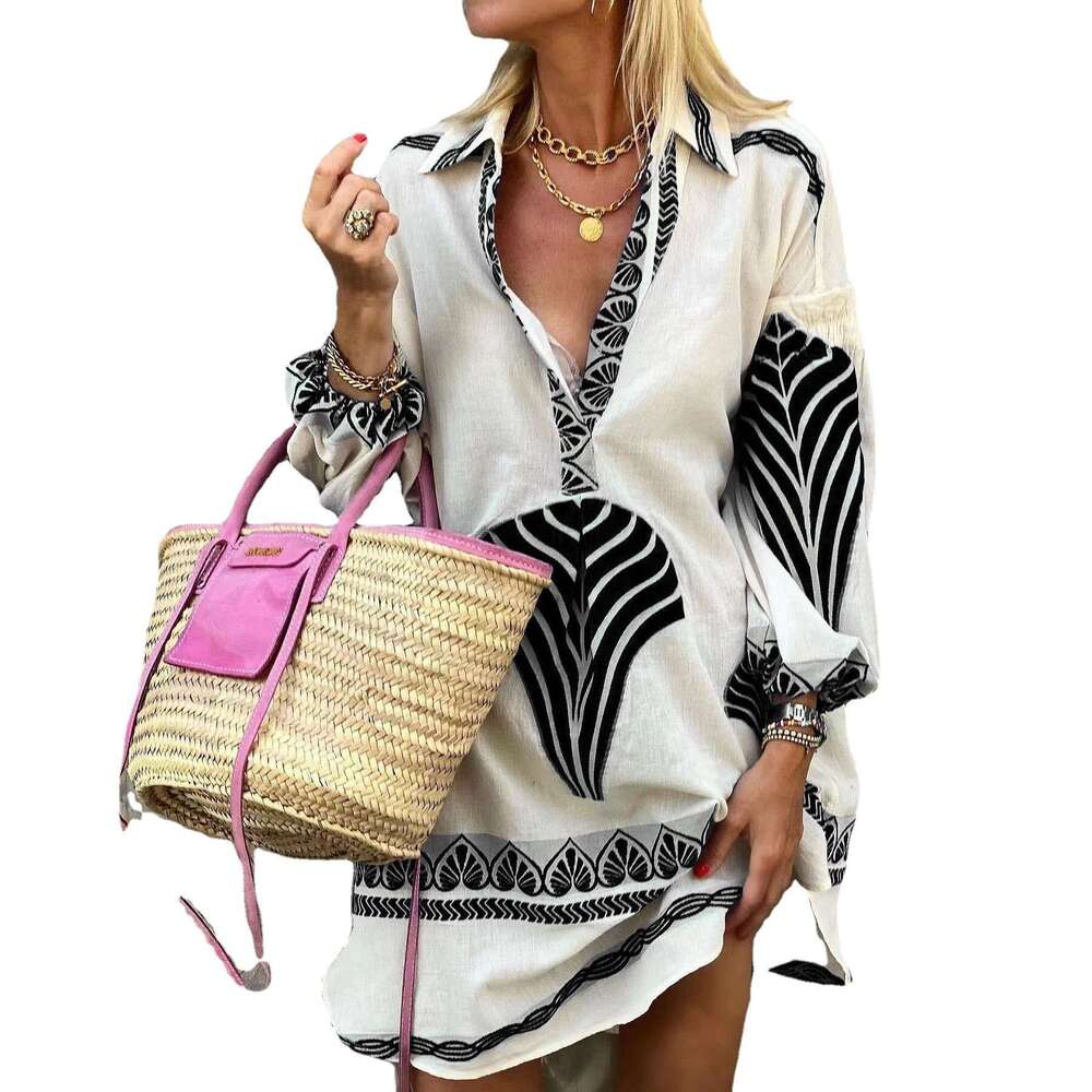 European and American Spring/Summer Long Shirt INS Loose Holiday Split Top Women's 2025 New Casual Versatile Fashion Clothing